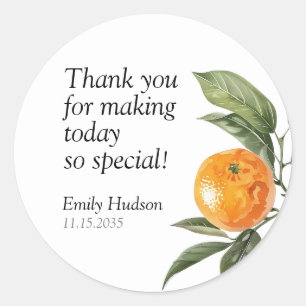 A Little Cutie Is On The Way Citrus Baby Shower Classic Round Sticker