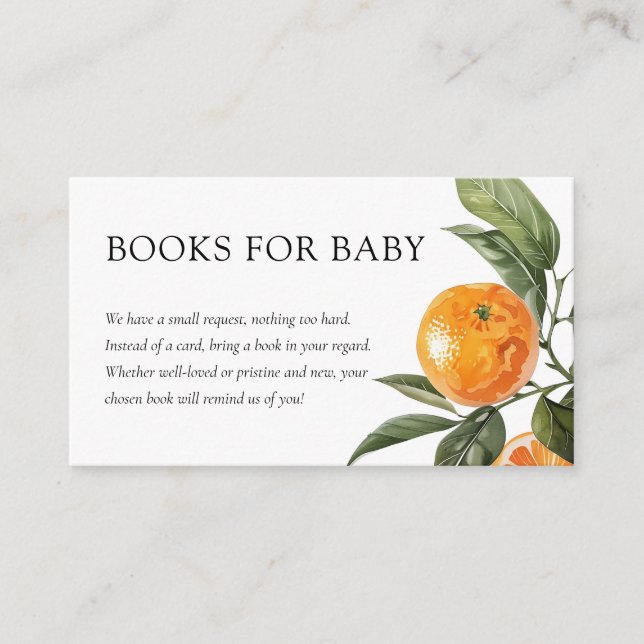 A Little Cutie Is On The Way Citrus Baby Shower Enclosure Card (Front)