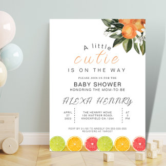 A little cutie is on the way citrus baby shower invitation