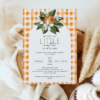 A Little Cutie Is On The Way Citrus Baby Shower Invitation