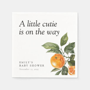 A Little Cutie Is On The Way Citrus Baby Shower Napkin