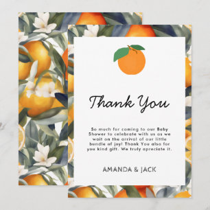 A Little Cutie is on the Way Citrus Baby Shower Thank You Card
