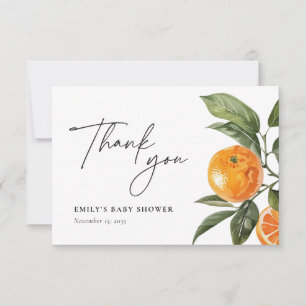 A Little Cutie Is On The Way Citrus Baby Shower Thank You Card