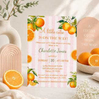 A Little Cutie Is On The Way Citrus Bany Shower Invitation