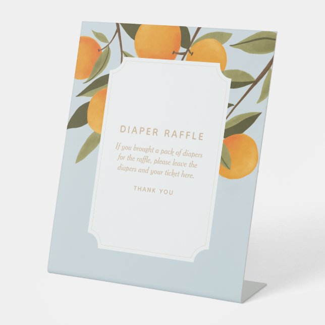 A Little Cutie is on the Way Diaper Raffle Pedestal Sign (Front)