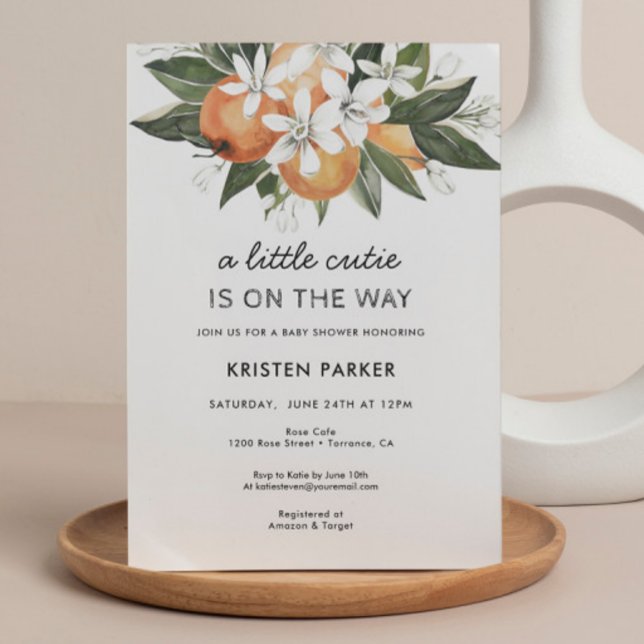 A Little Cutie is on the Way Modern Baby Shower Invitation (Creator Uploaded)