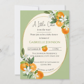 A Little Cutie is on the way neutral baby shower Invitation