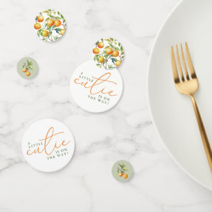 A Little Cutie Is On The Way Orange Baby Shower Confetti