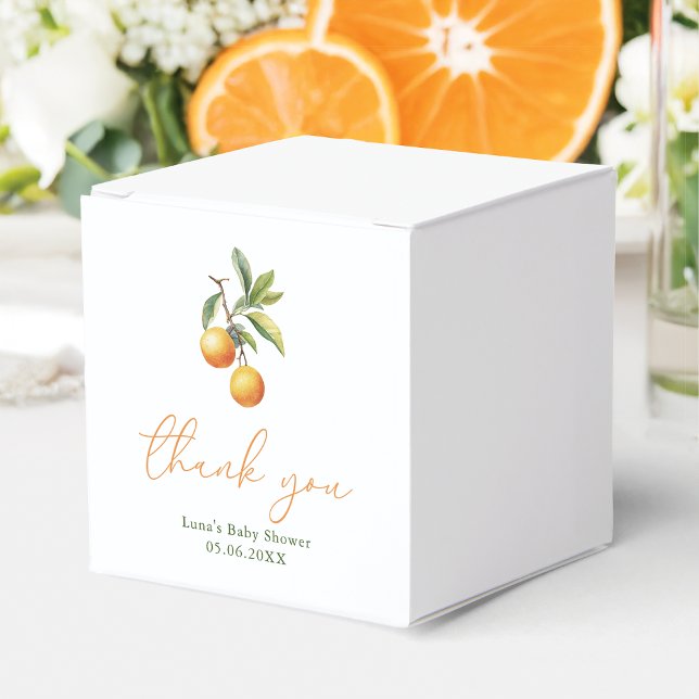 A Little Cutie Is On The Way Orange Baby Shower  Favor Box (Creator Uploaded)