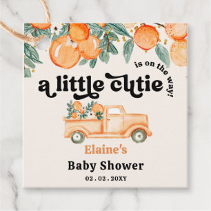 A Little Cutie Is On The Way Orange Baby Shower  Favour Tags