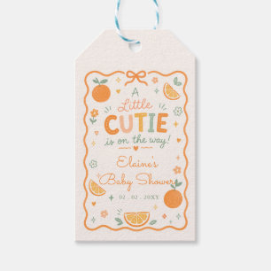 A Little Cutie Is On The Way Orange Baby Shower  Gift Tags