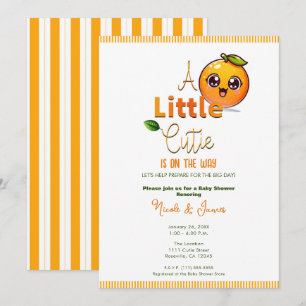 A Little Cutie is on the Way Orange Baby Shower Invitation