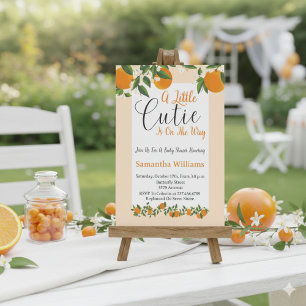 A Little Cutie Is On The Way Orange Baby Shower Invitation