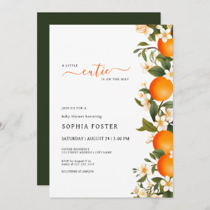 A Little Cutie is on the Way Orange Baby Shower Invitation
