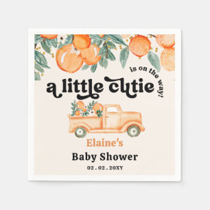 A Little Cutie Is On The Way Orange Baby Shower  Napkin