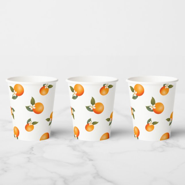 A Little Cutie is on the Way Orange Baby Shower Paper Cups (Multi)