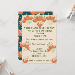 A Little Cutie is On The Way -Orange Blossom-Teal Invitation