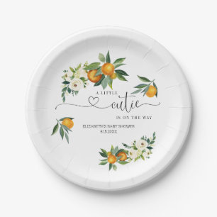 A Little Cutie is On The Way Orange Party Plates 