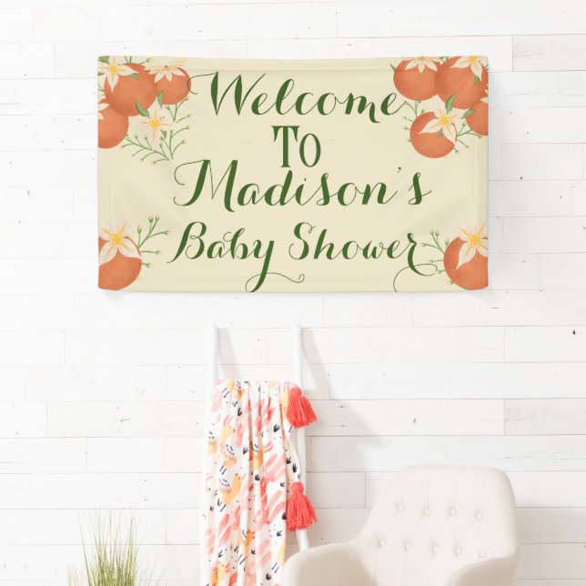 A Little Cutie is On The Way-Orange, Sage Banner (Insitu)