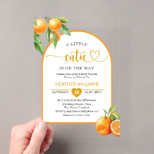 A Little Cutie is on the Way Oranges Baby Shower Acrylic Invitations