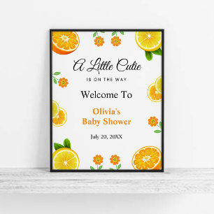 A Little Cutie Lemon Citrus Baby Shower Welcome  Poster
