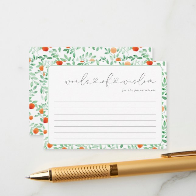 A Little Cutie Modern Baby Shower Advice Card (Front/Back In Situ)