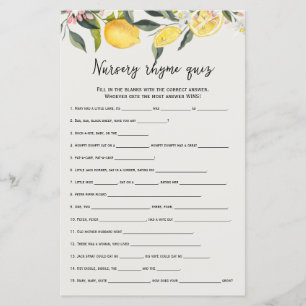 A little cutie nursery rhyme quiz baby shower game