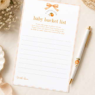 A Little Cutie On The Way Baby Bucket List Card