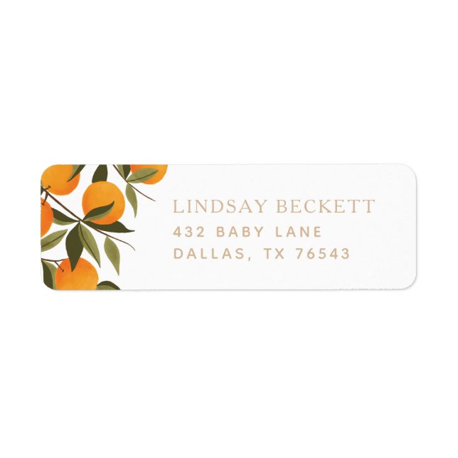 A Little Cutie Orange Baby shower Adresse de retou (Devant)