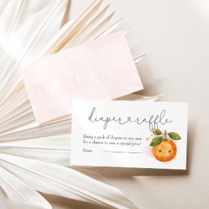 A Little Cutie Orange Baby Shower Diaper Raffle Enclosure Card