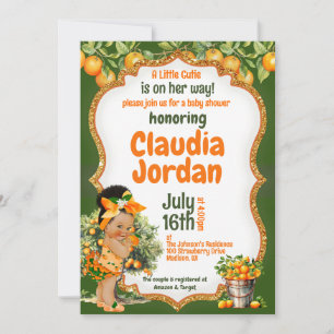 A Little Cutie Orange Baby Shower Invitation