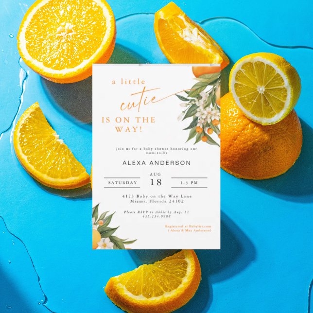 A Little Cutie Orange Baby Shower Invitation (Creator Uploaded)