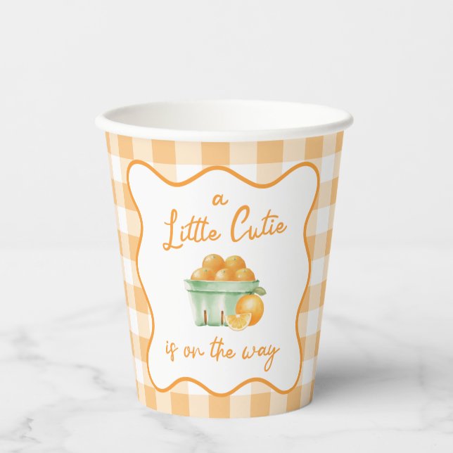 A Little cutie orange baby shower Paper Cups (Front)