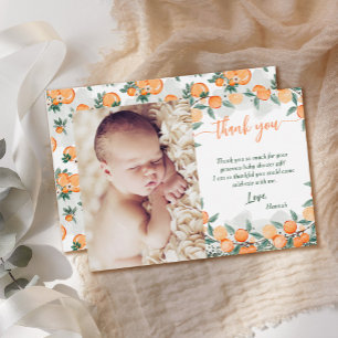 A Little Cutie Orange Baby Shower Thank You Card