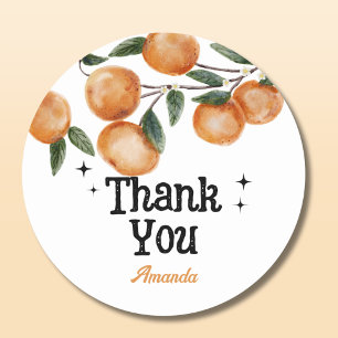 A Little Cutie Orange Baby Shower Thank You  Classic Round Sticker