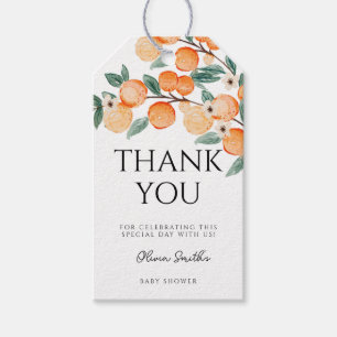 A Little Cutie Orange Citrus Thank You baby shower Gift Tags