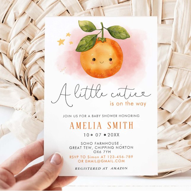 A Little Cutie Orange Clementine Baby Shower  Invitation (Creator Uploaded)