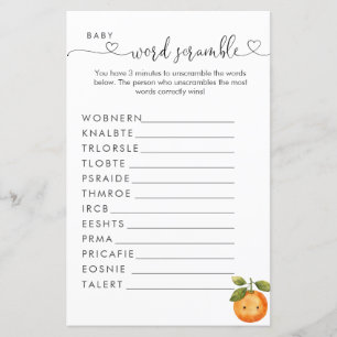 A Little Cutie Orange Clementine  Word Scramble 