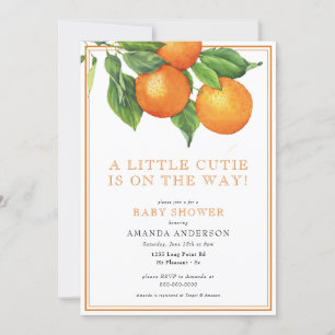 A Little Cutie Orange Gender Neutral Baby Shower Invitation
