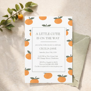 A Little Cutie Orange Gender Neutral Baby Shower Invitation