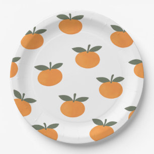 A Little Cutie Orange Gender Neutral Baby Shower Paper Plate
