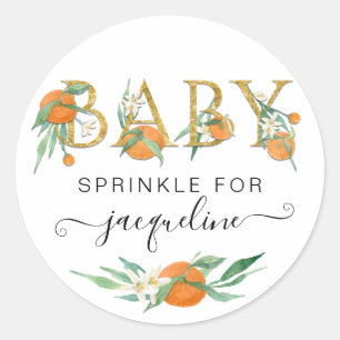 A Little Cutie Oranges Watercolor Baby Shower  Classic Round Sticker