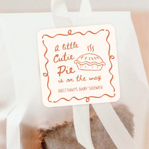 A Little Cutie Pie Baby Shower Favour Square Sticker