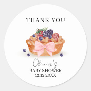 A Little Cutie Pie Berry Bow Baby Shower Classic Round Sticker