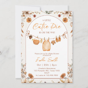 A little Cutie Pie Boho Fall autumn Baby shower Invitation