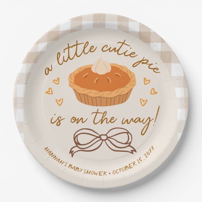 A little Cutie Pie is on his way  Paper Plate (Front)