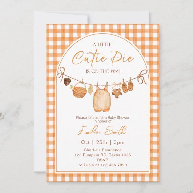 A little Cutie Pie is on the way Baby shower  Invitation (Front)
