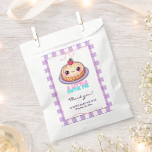 A Little Cutie Pie Kawaii Purple Plaid Baby Shower Favour Bag