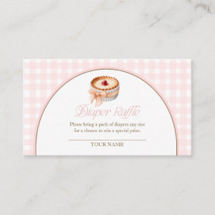 A Little Cutie Pie Pink Gingham Diaper Raffle Enclosure Card