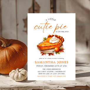 A Little Cutie Pie Pumpkin Fall Baby Shower Orange Invitation